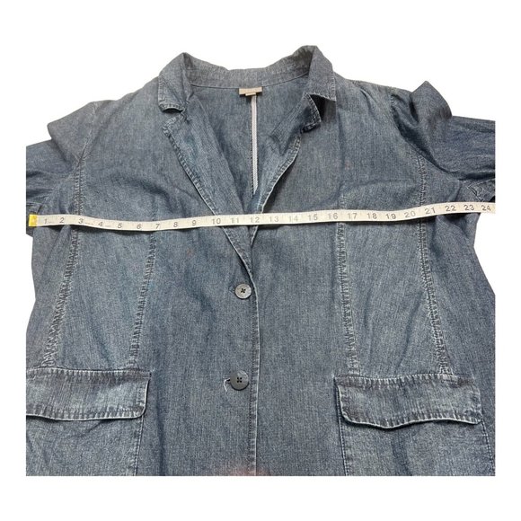 J JILL Womens 2X Denim Chambray 2 Button Blazer Pockets Light Blue Wash - Picture 6 of 8